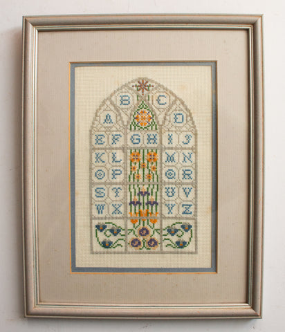 Vintage Stained Window Sampler Framed and Glazed