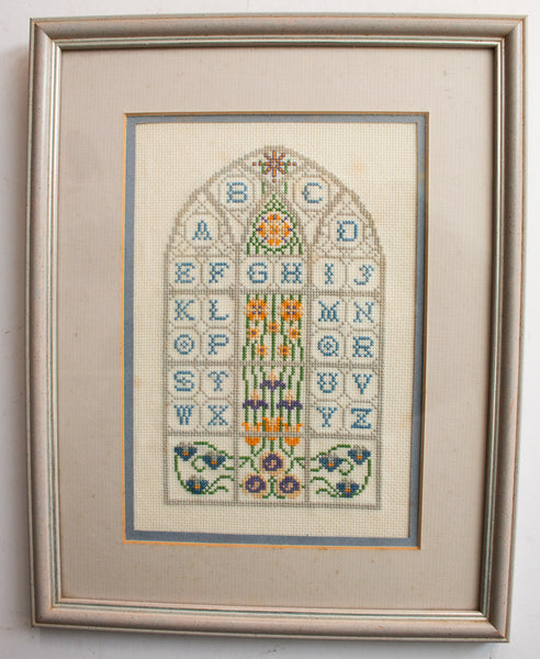 Vintage Stained Window Sampler Framed and Glazed