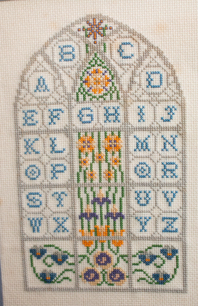 Vintage Stained Window Sampler Framed and Glazed