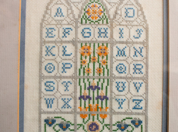 Vintage Stained Window Sampler Framed and Glazed