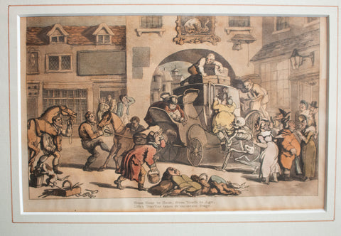 Antique Lithograph 'The English Dance of Death' Illustrated by Thomas Rowlandson