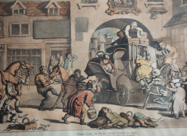 Antique Lithograph 'The English Dance of Death' Illustrated by Thomas Rowlandson