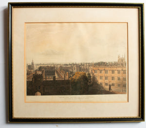 Antique Hand Coloured Engraving 'Brazen-Nose College from Radcliffe Library' c.1813