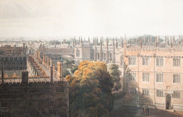 Antique Hand Coloured Engraving 'Brazen-Nose College from Radcliffe Library' c.1813