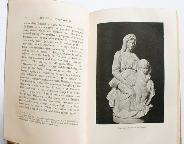 Vintage Art Book 'The Life of Michelangelo Buonarroti' in Two Volumes by John Addington Symonds, 1893