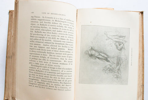 Vintage Art Book 'The Life of Michelangelo Buonarroti' in Two Volumes by John Addington Symonds, 1893