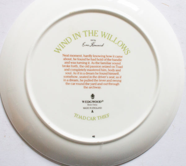 Wedgwood Bone China 'Wind in the Willows' Picture Plate 'Toad Car Thief'