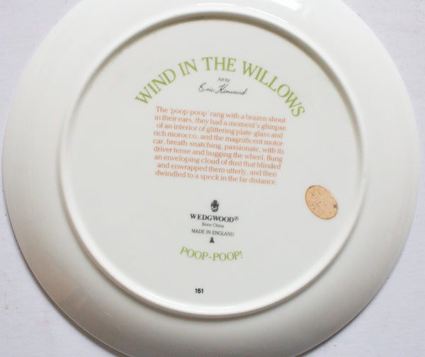 Wedgwood Bone China 'Wind in the Willows' Picture Plate 'Poop-Poop!'