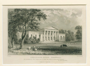 Steel Engraving 'Trelissick-House, Cornwall', 1831