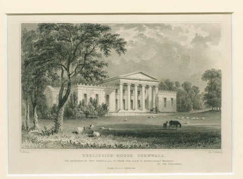 Steel Engraving 'Trelissick-House, Cornwall', 1831