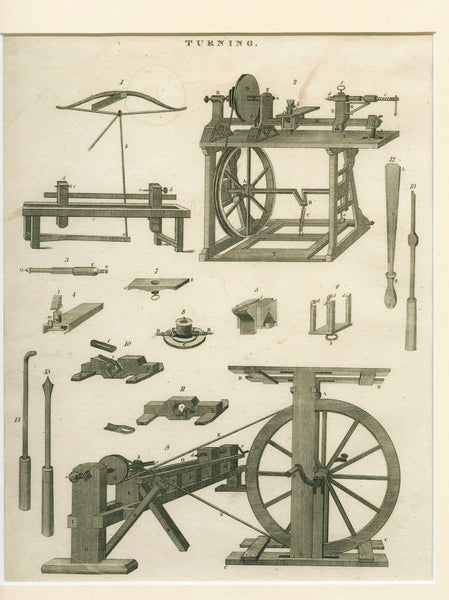 Antique Engraving 'Turning' 1843