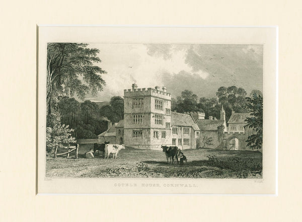 Steel Engraving 'Cotele House, Cornwall' 1831