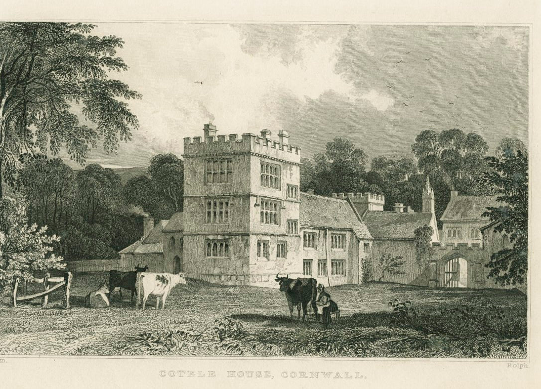 Steel Engraving 'Cotele House, Cornwall' 1831