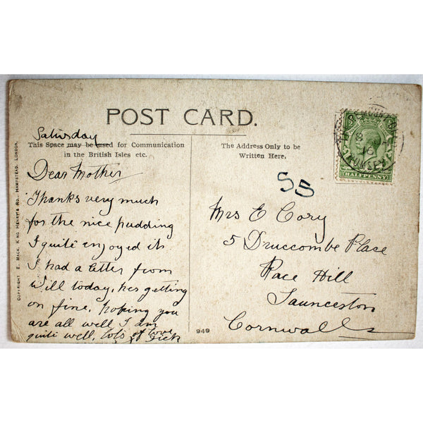 E. Mack WW1 Postcard 'I'm still...somewhere in England, you see.'