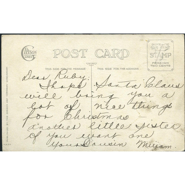 Gibson Art Company Postcard 'All happiness be yours on Christmas day'