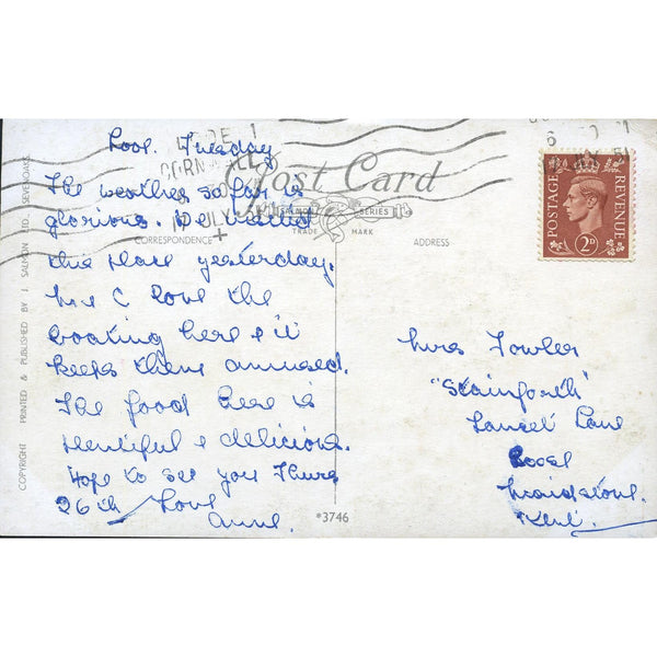 Salmon Series Artist Signed A.R. Quinton Postcard 'Polperro from the Hill'