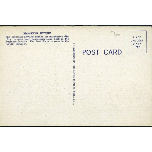 Colourpicture Publication Linen Postcard 'Brooklyn Skyline'