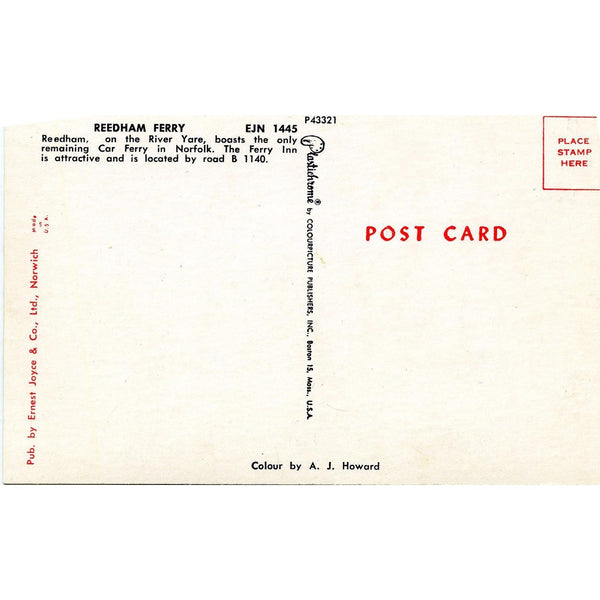 Colourpicture 'Plastichrome' Postcard 'Reedham Ferry'