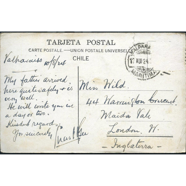 Photographic Postcard 'Palacio de los Tribunales, Valparaiso, Chile'
