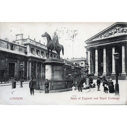 Edmund Dusedau Postcard 'London Bank of England and Royal Exchange'