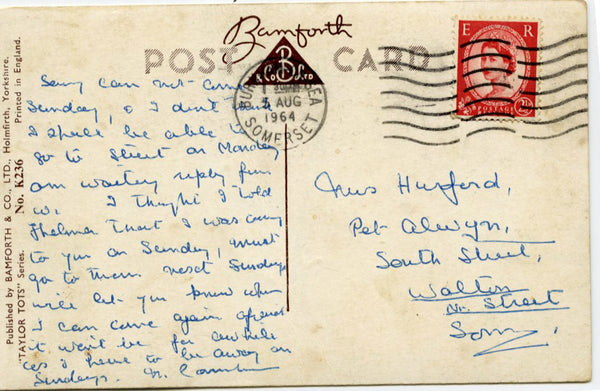 Vintage Bamforth Taylor Tots Series Sweetheart Postcard