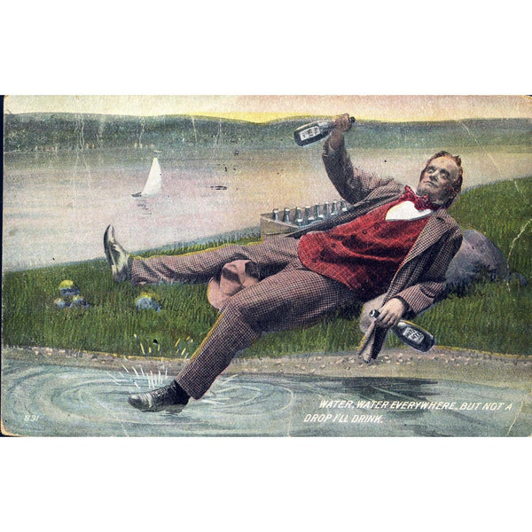 Temperance Postcard 'Water Water Everywhere but not a drop I'll Drink.'